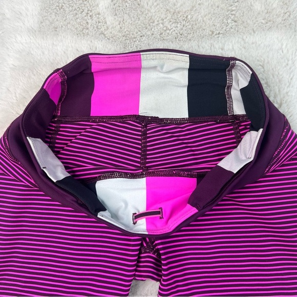 Lululemon Run For Your Life Crop Hyper Stripe Plum Pow Raspberry Glo Light 6 - Picture 2 of 8
